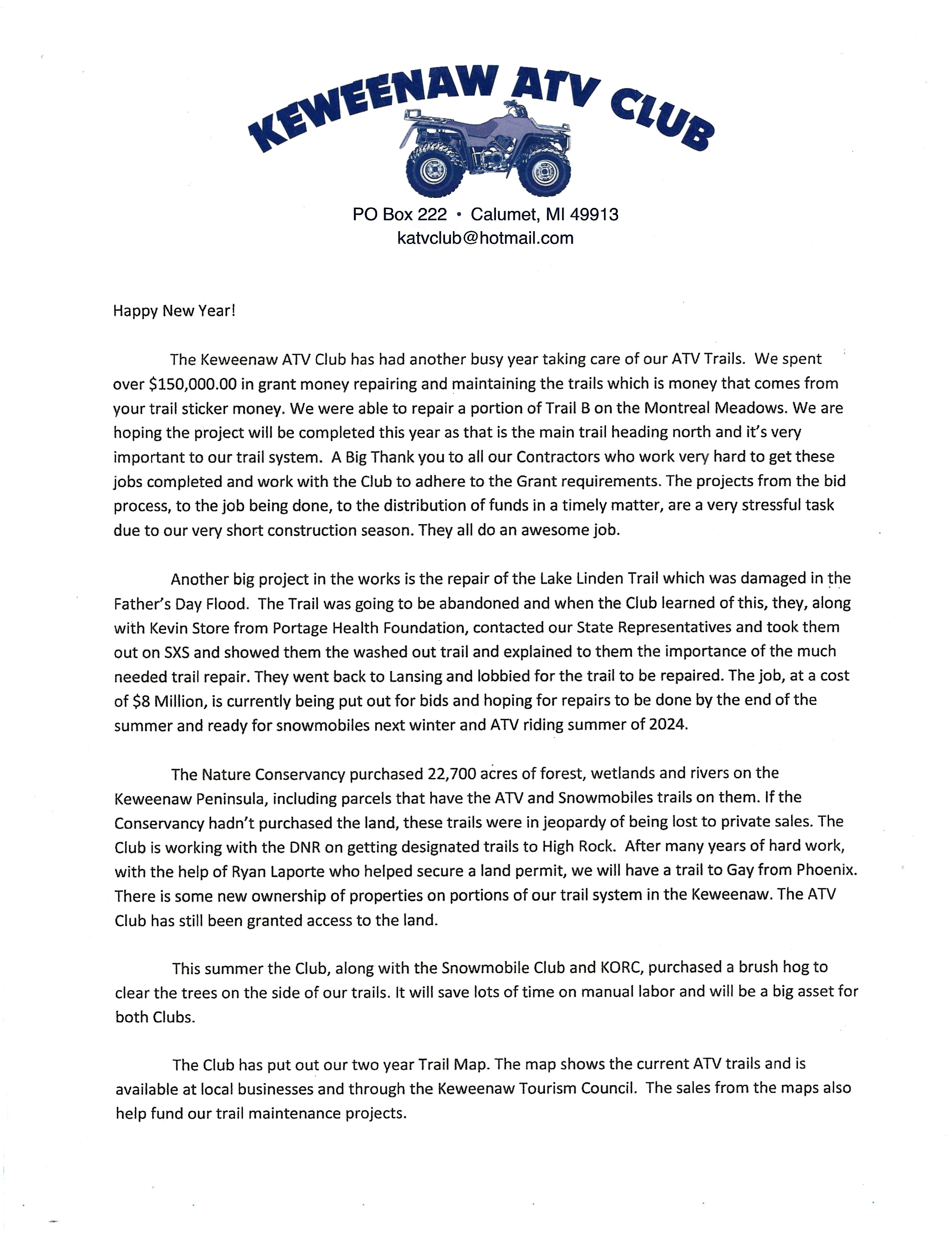2022 Club Letter